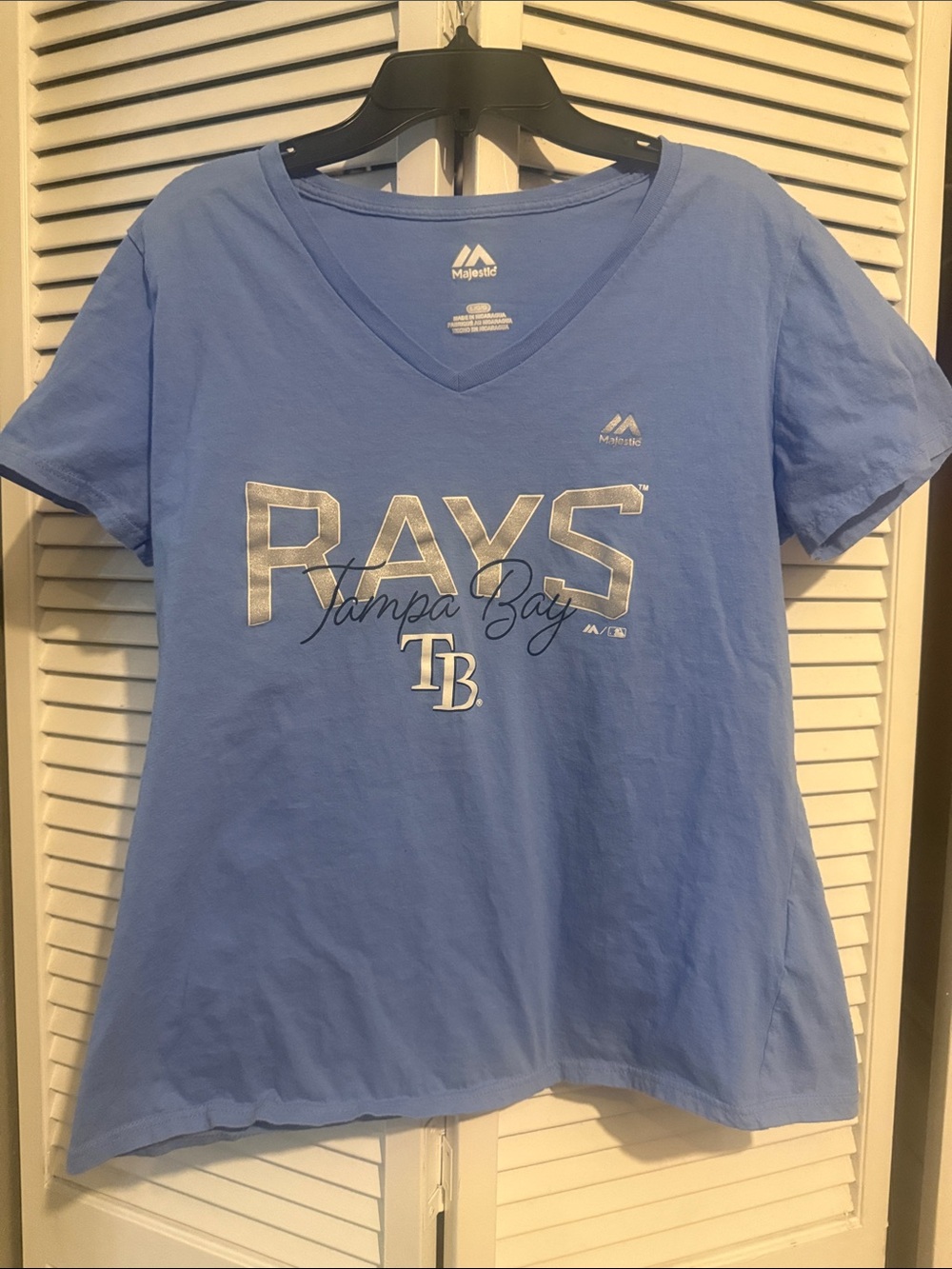 Majestic Women's Light Blue Tampa Bay Rays V-Neck Tee